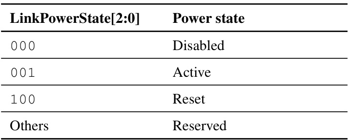 Table 9.3: Encoding of Link Power State in LinkStatus message