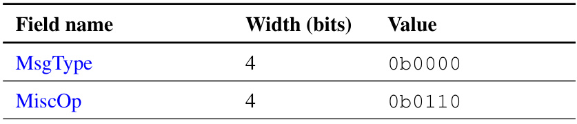 Table 9.1: LinkStatus message ﬁelds